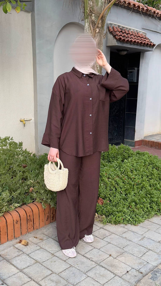 Essential BROWN CHEMISE SET