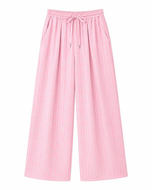 STRIPED OVERSIZED PINK WIDE LEG PANTS