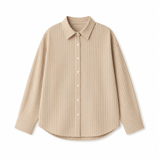 STRIPED OVERSIZED BEIGE SHIRT