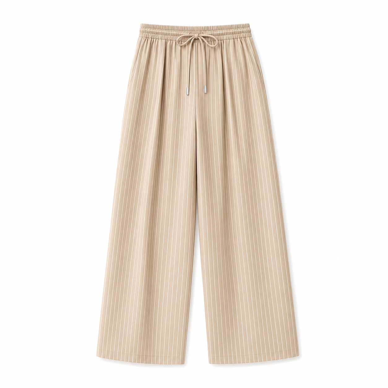 STRIPED OVERSIZED BEIGE WIDE LEG PANTS