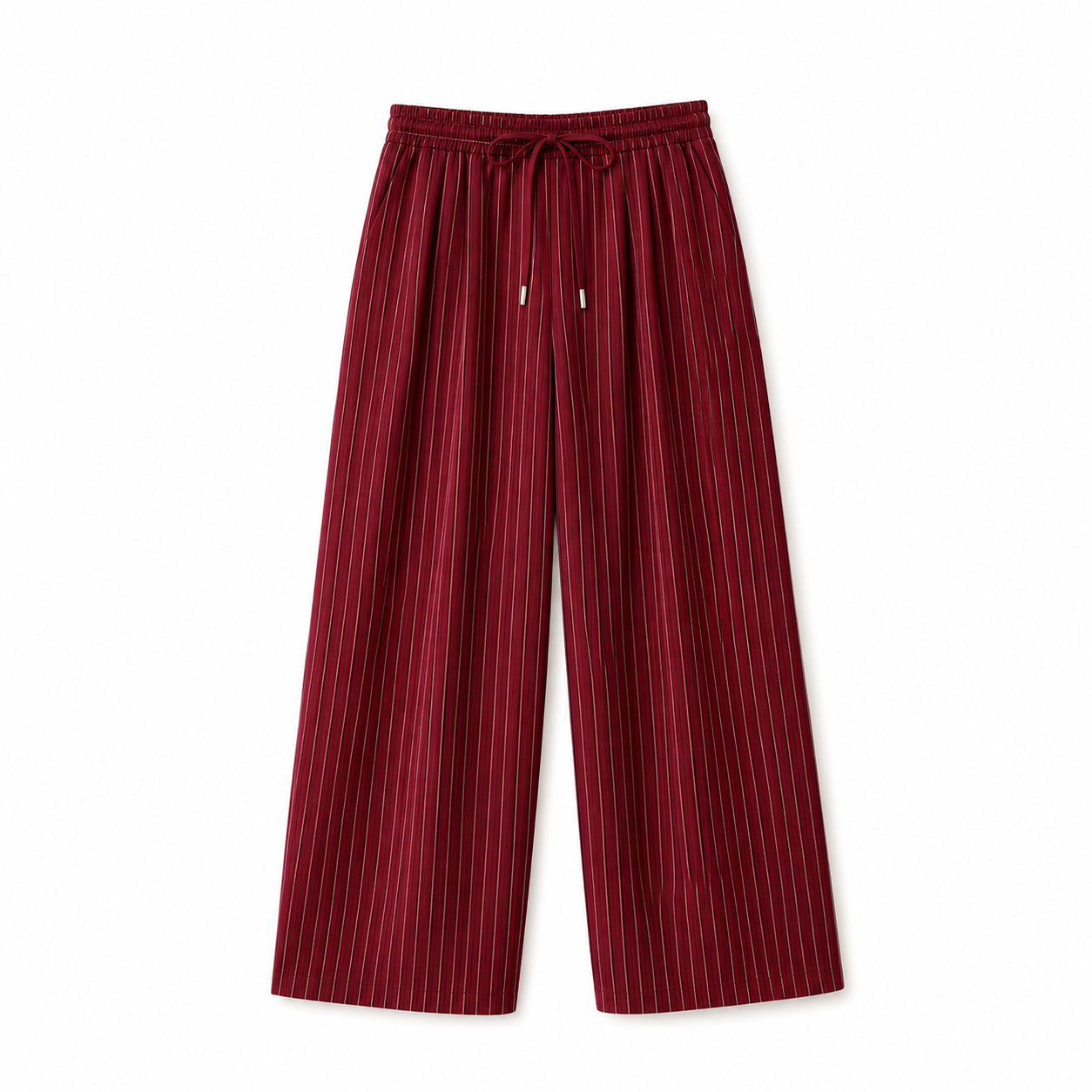 STRIPED OVERSIZED BURGUNDY WIDELEG PANTS