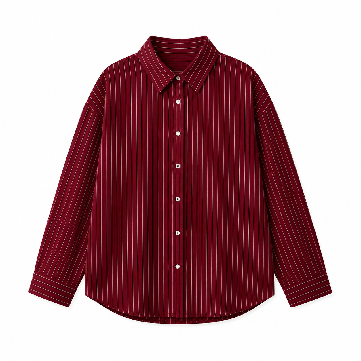 STRIPED OVERSIZED BURGUNDY SHIRT