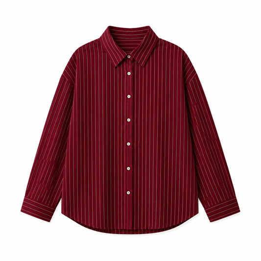 STRIPED OVERSIZED BURGUNDY SHIRT